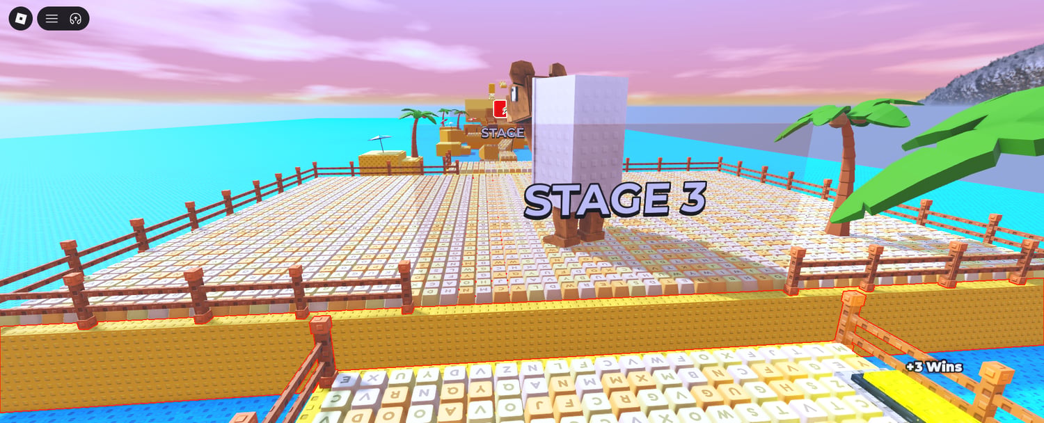 Keyboard-themed Roblox speed obby stages