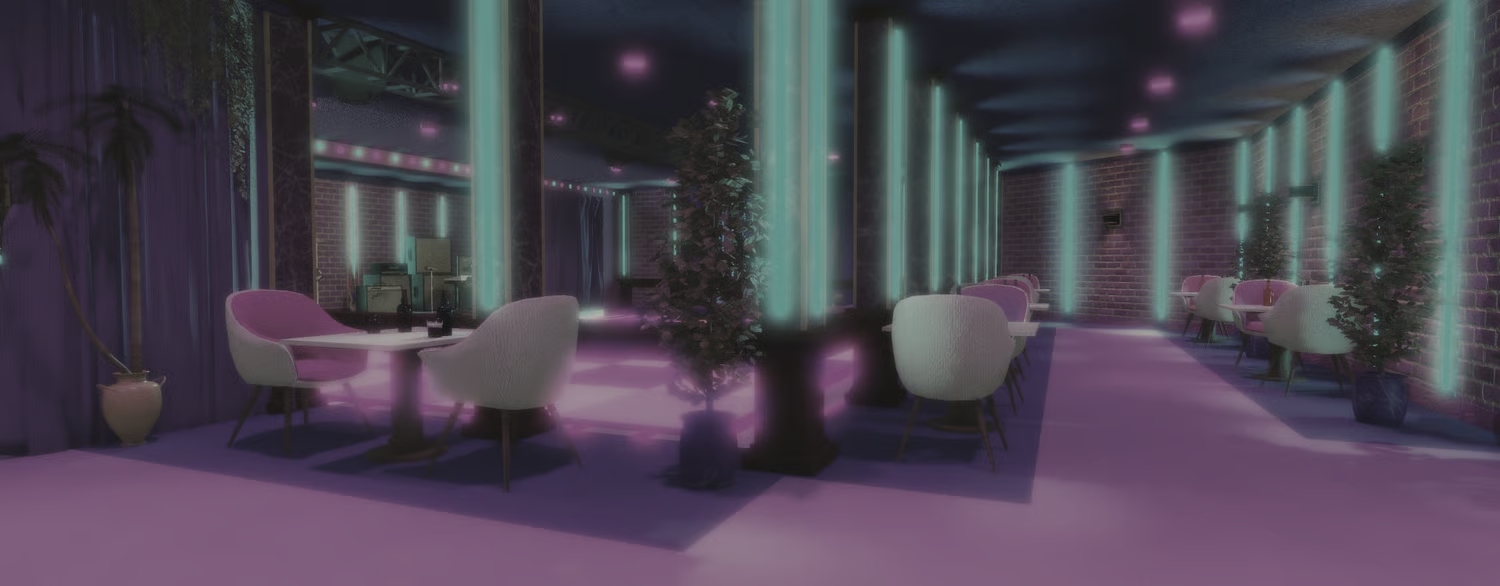 Separate restaurant interior with tables and chairs