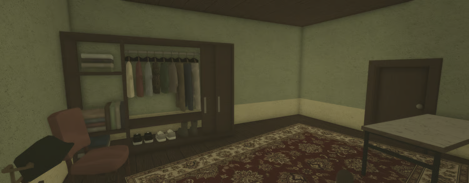 Bedroom with double bed and bedside table