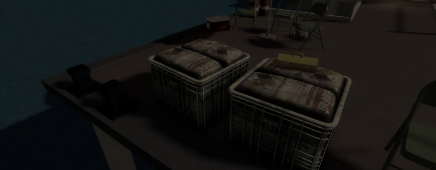 Picture showcase and vending machine inside garage