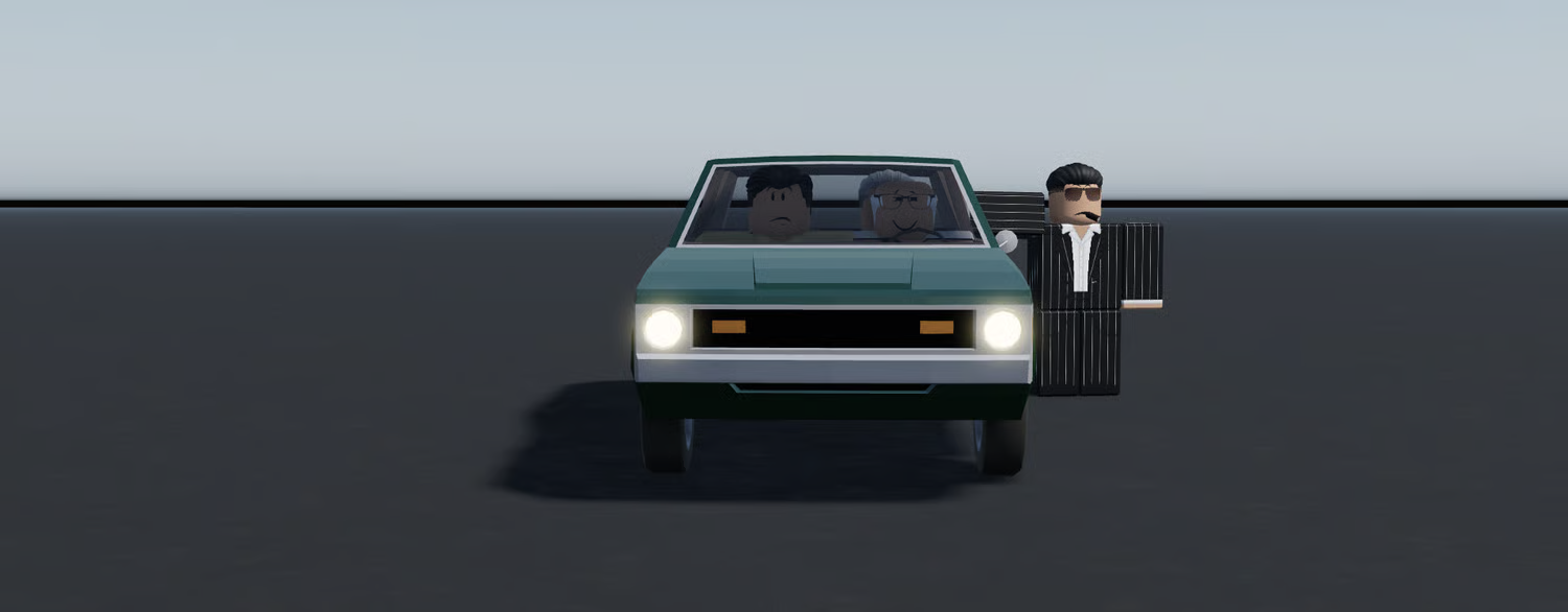 Green vintage compact car side profile