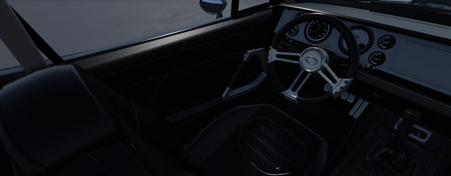 Open vehicle door showing interior cabin