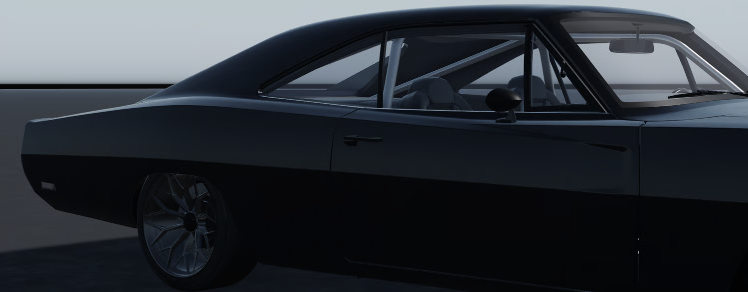 Detailed muscle car interior and dashboard