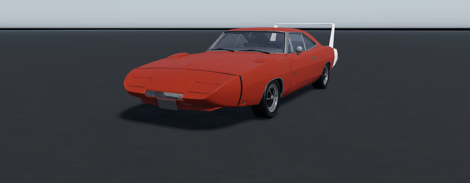 Classic orange muscle car front view