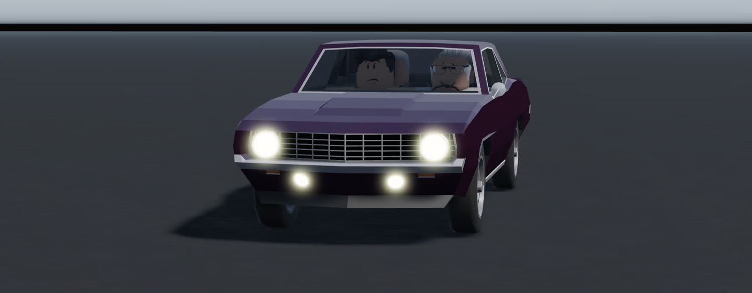 Classic purple muscle car front view