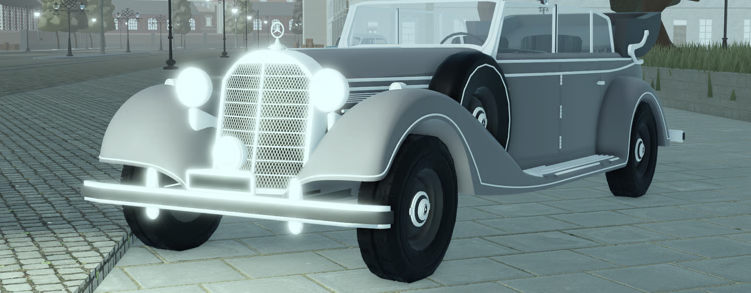 Classic grey luxury car front view