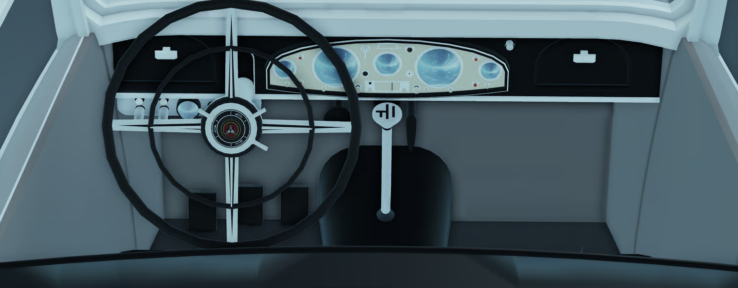 Detailed vintage car interior and dashboard