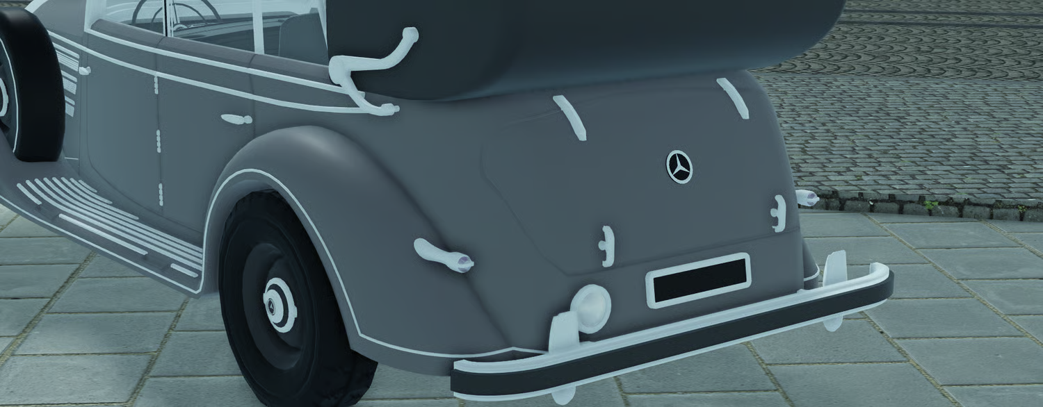 Classic front grille and rounded headlights