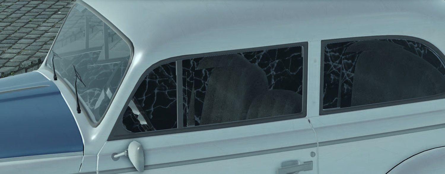 Silver vintage car side profile