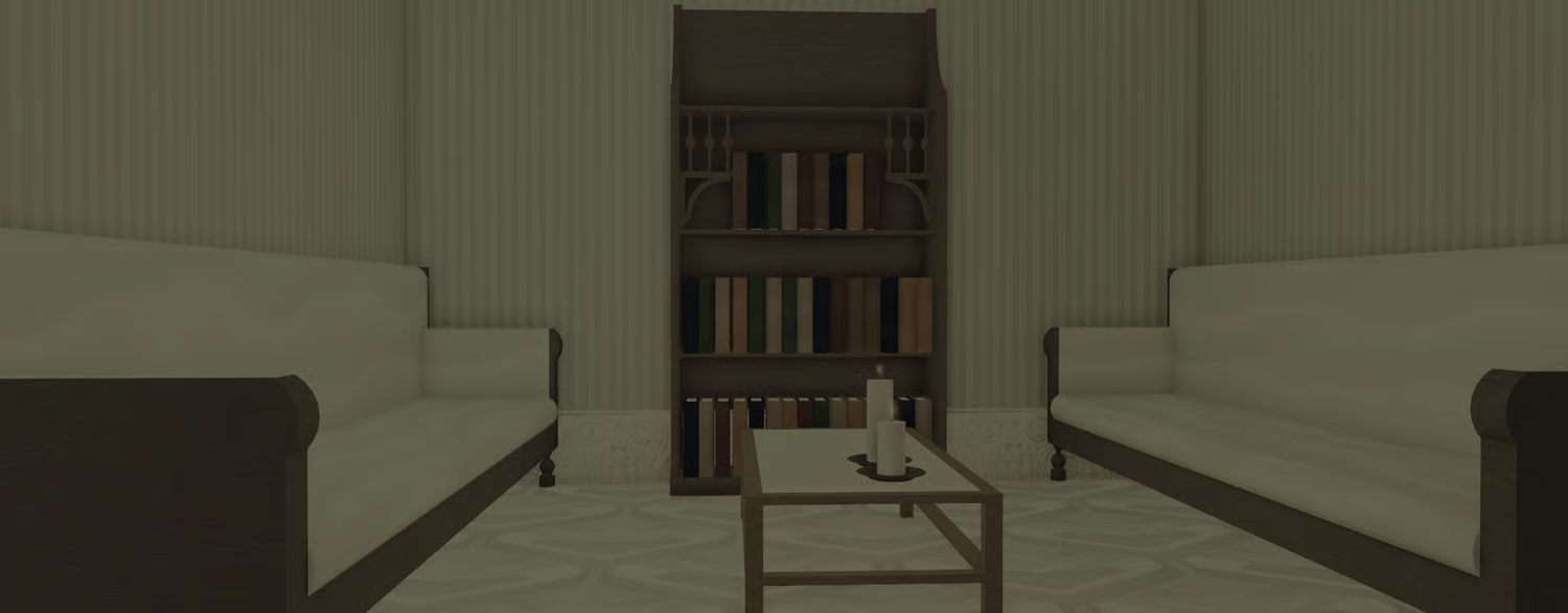 Atmospheric lounge interior with framed wall artwork