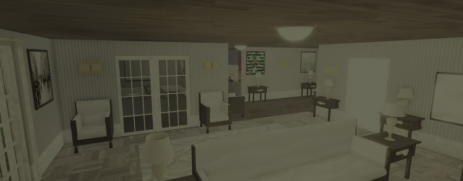 Furnished living room with sofas and beachside windows