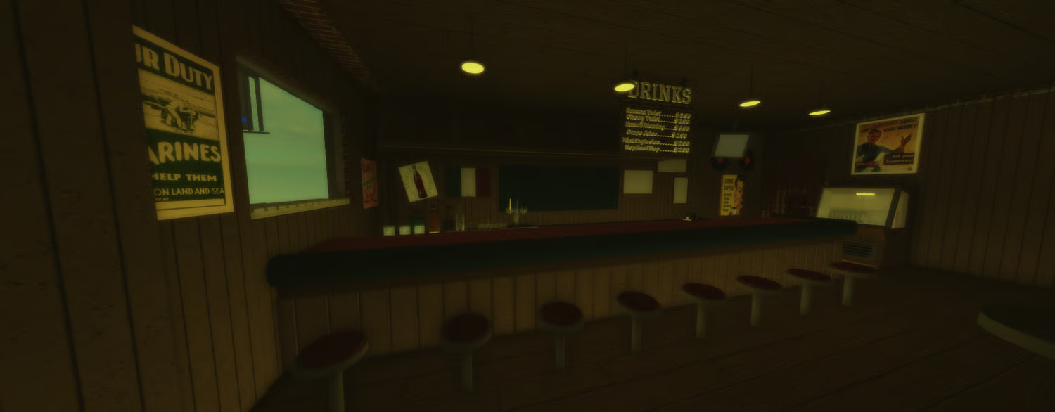 Separate card room with tables and seating