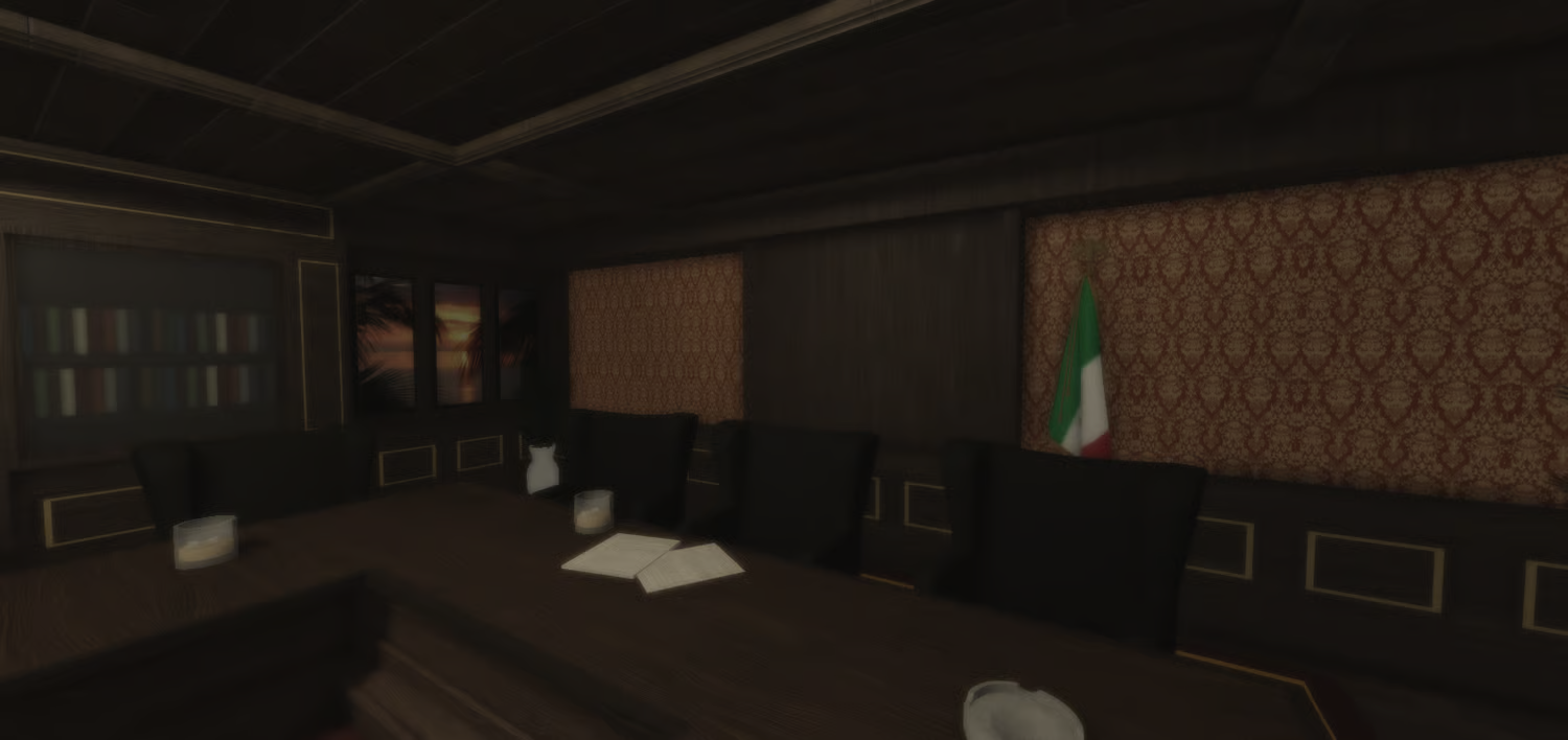 Private office with executive desk and green carpet