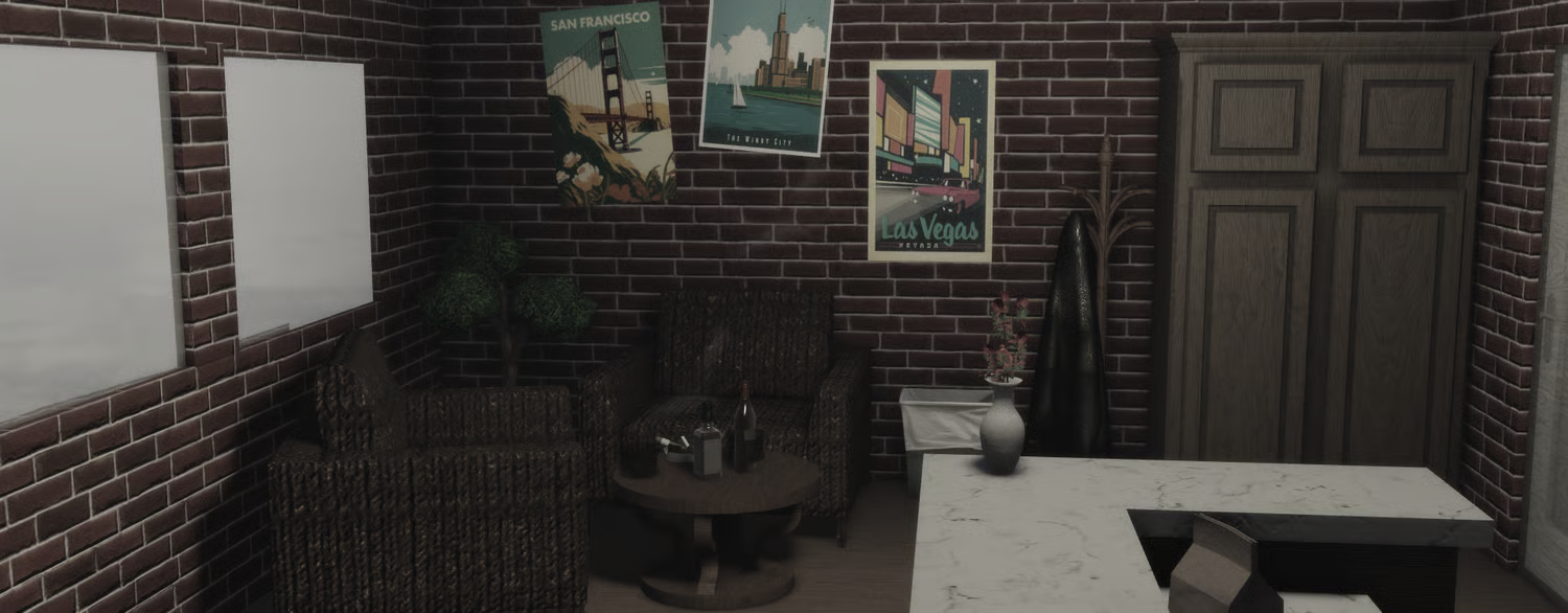 Auto shop reception counter with bottles and furnishings
