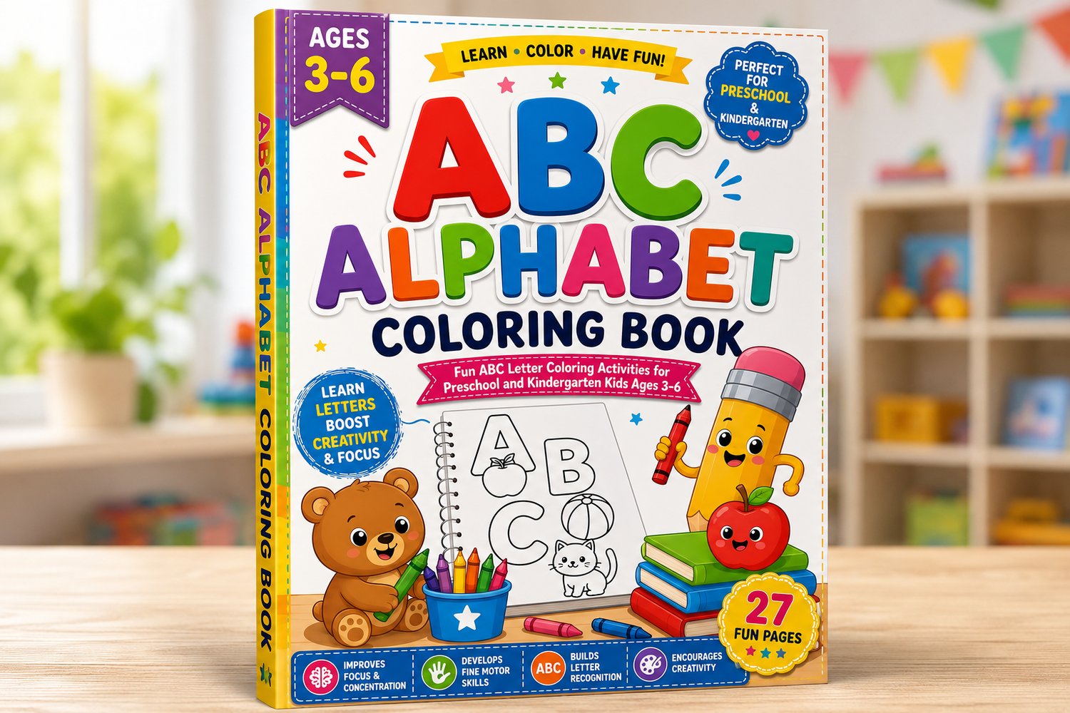 ABC, Alphabet, Coloring Book, Kids Activity, Preschool, Kindergarten, Printable, Homeschool, Learning Activities, Ages 3-6, Coloring Pages, Educational Printable