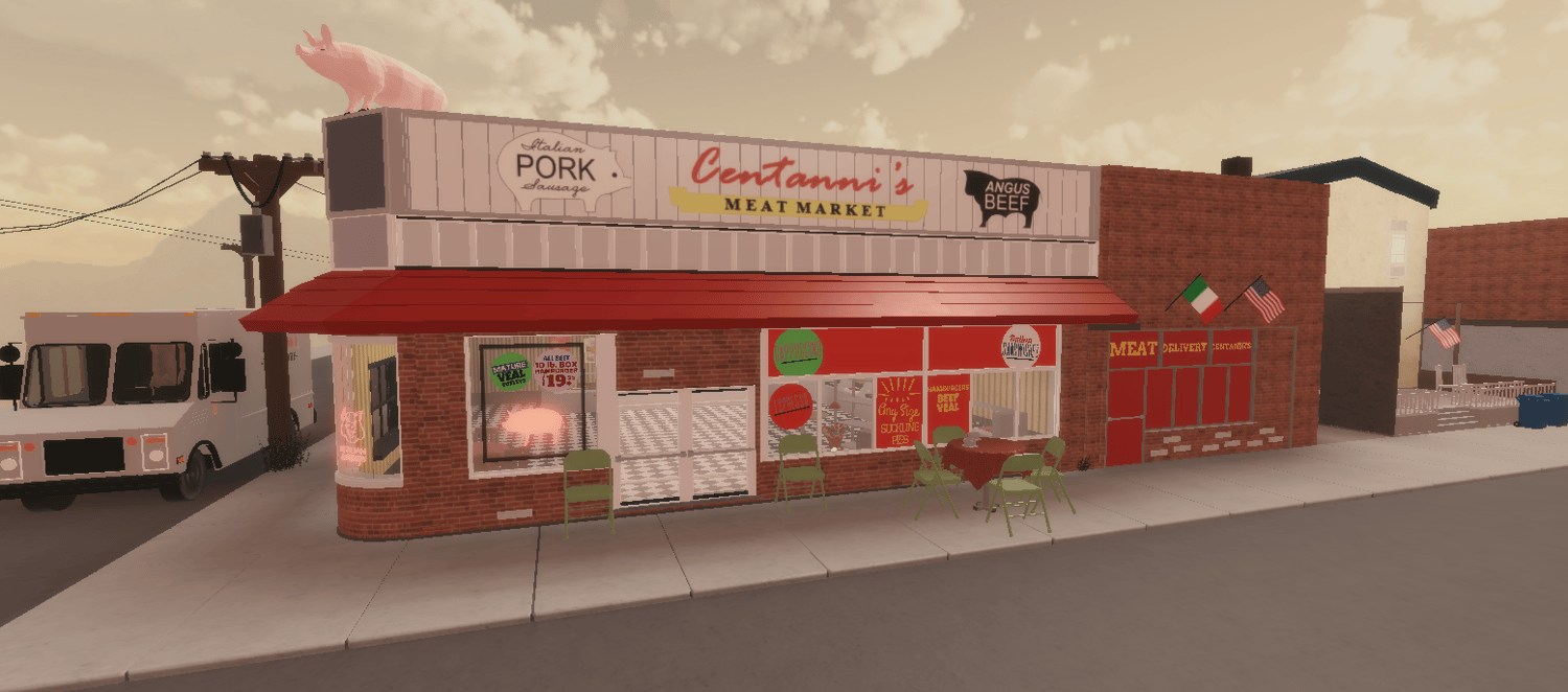 Detailed storefront and street-side decorations