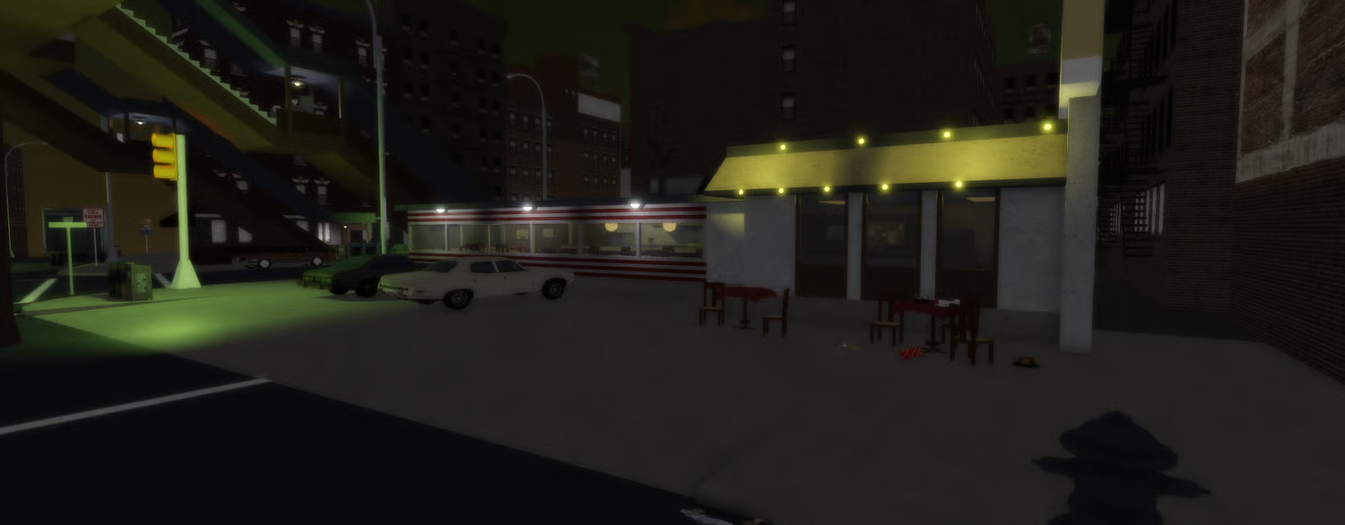 Baltimore-inspired Roblox urban roleplay map featuring a railway station