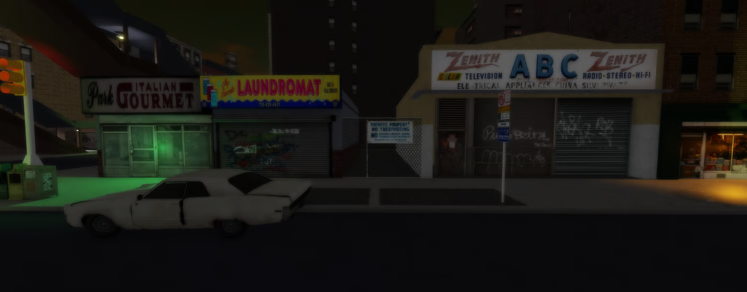 Baltimore Night City Roblox map with glowing streets and vintage cars at night