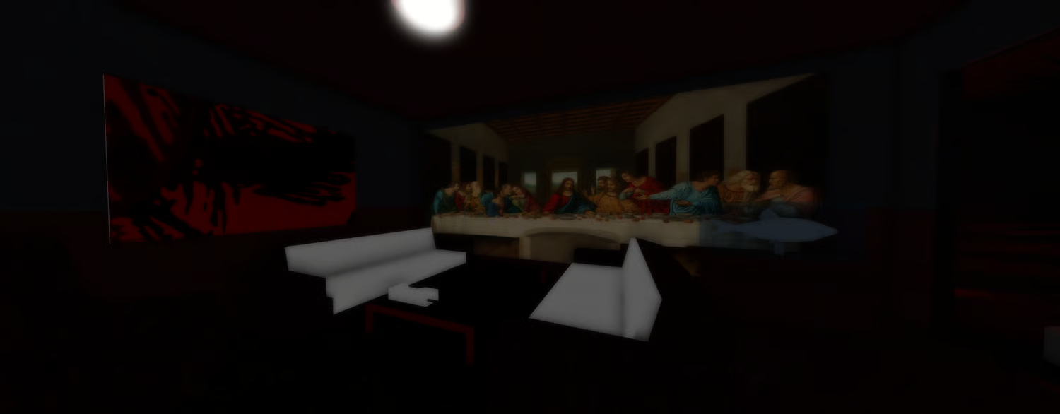 Nighttime Roblox city intersection with marked roads and illuminated buildings