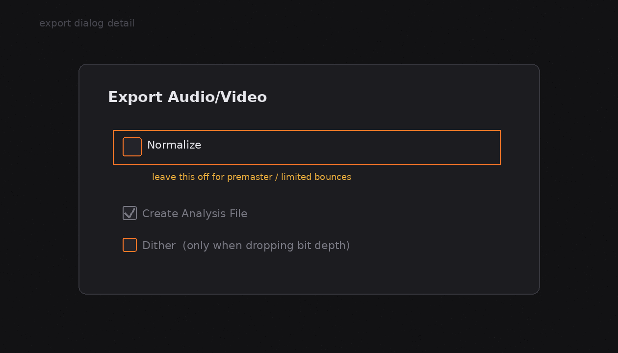 Ableton Export Normalize checkbox off
