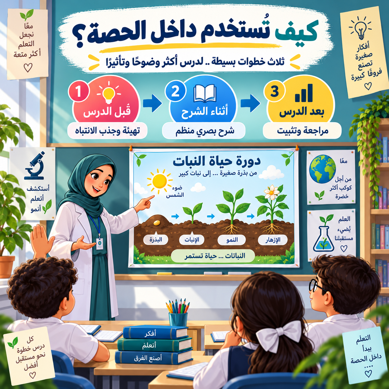 كيف تستخدم المعلمة «بوستر درس اليوم» داخل الحصة؟