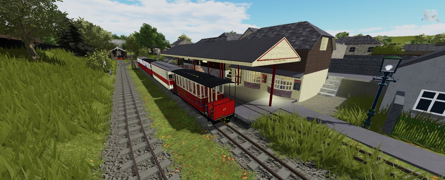 Launceston railway station with old train