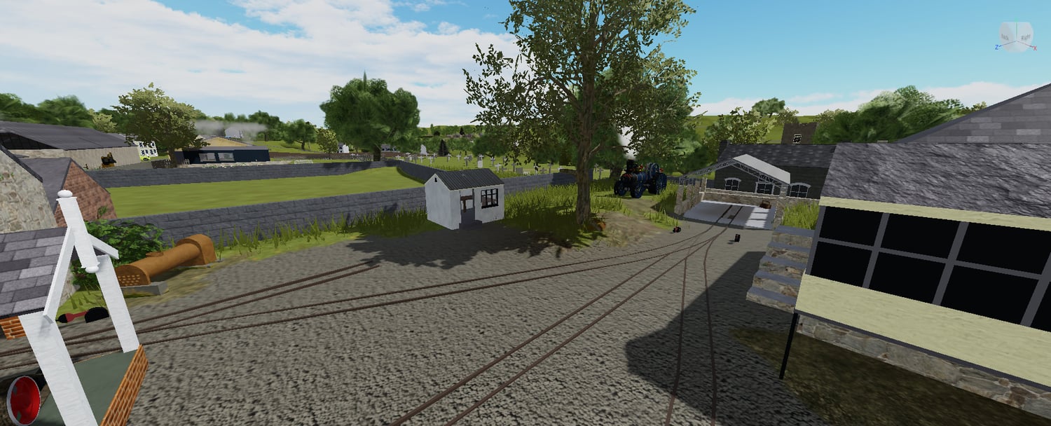 Garage containing two old trains