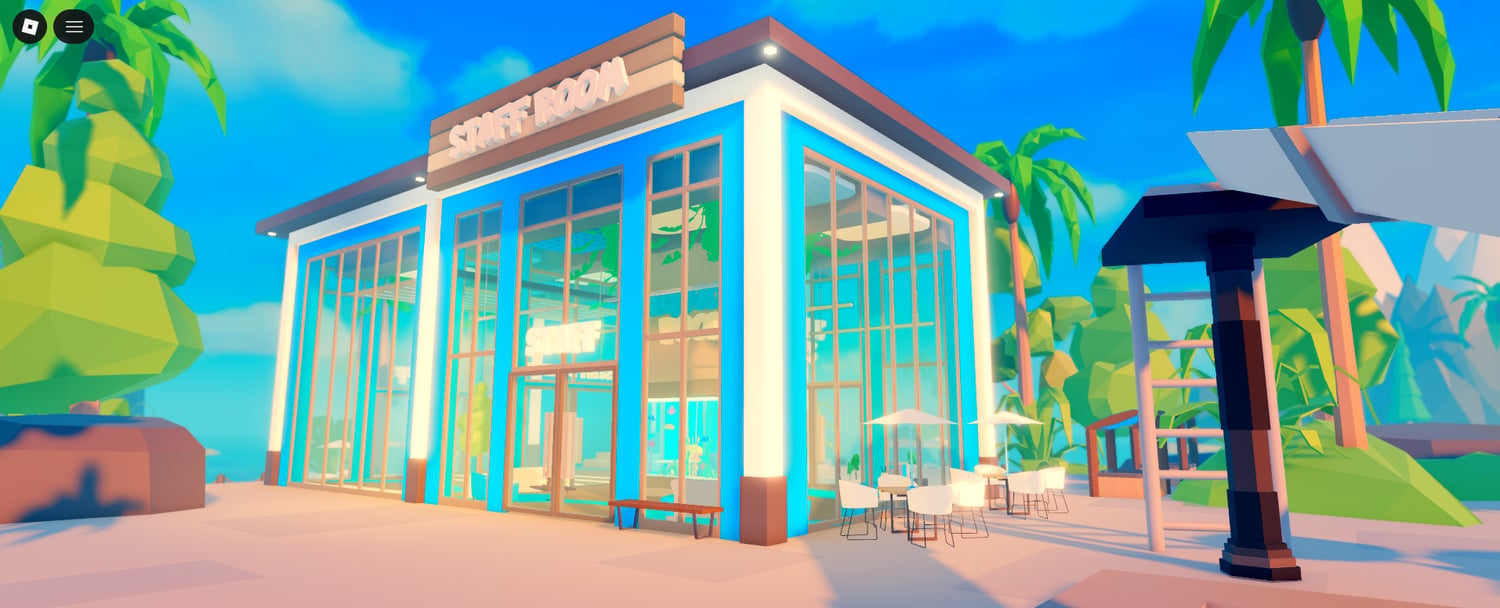 Detailed Roblox resort map environment