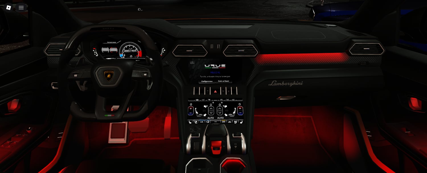 SUV startup animation with interior camera view