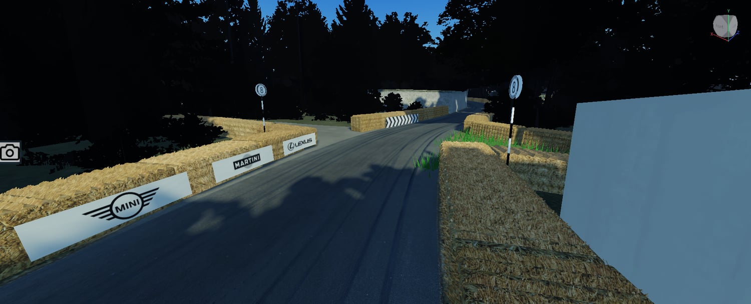 Detailed race facilities and spectator grandstands