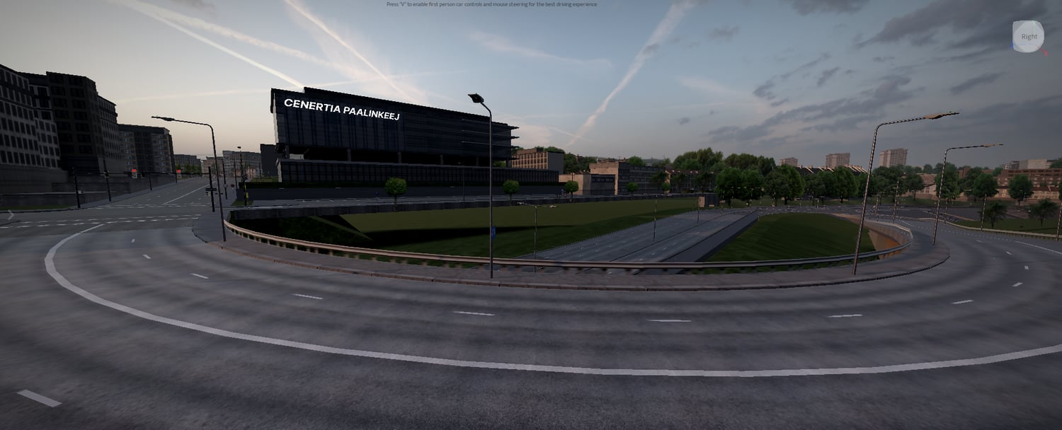 Large urban area with roads buildings and green spaces
