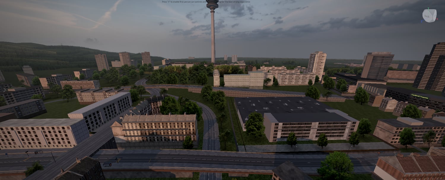 Realistic city highway interchange with elevated roads and ramps