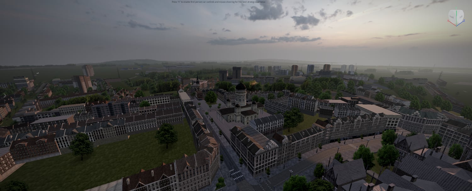 Realistic Roblox driving environment with multi-lane roads and bridges