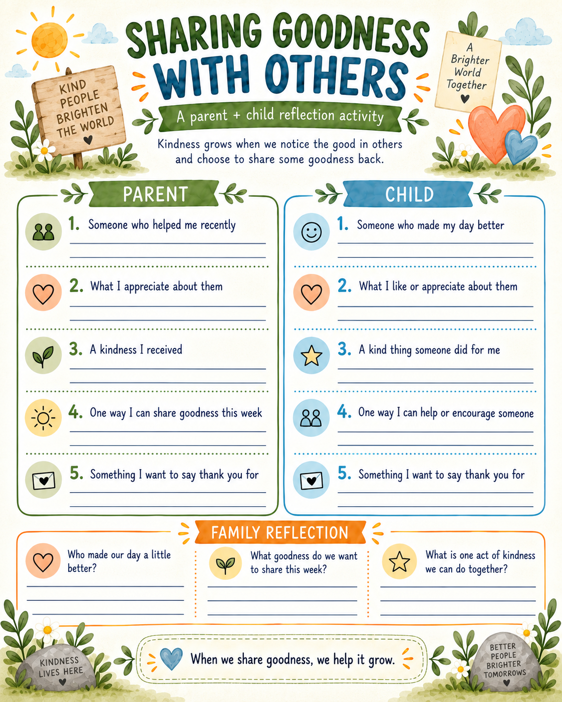 Sharing Goodness with Others Worksheet