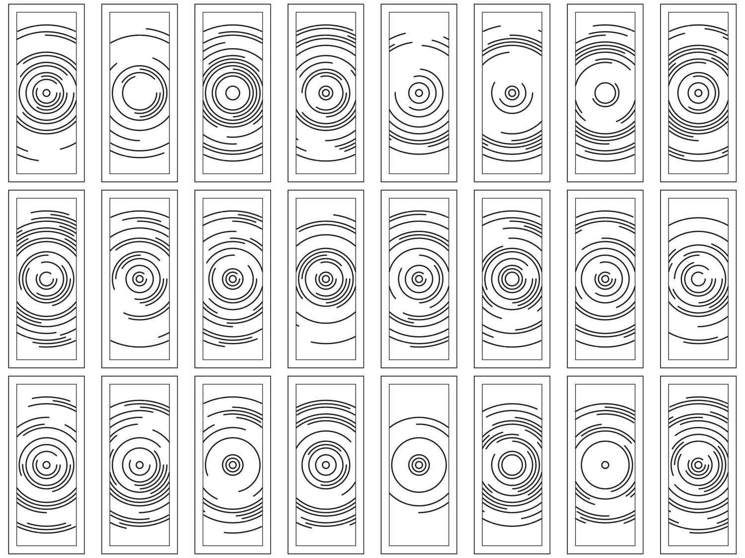 Parametric Radial Lines - Simple | 25 Door Design | SVG + DXF preview 2