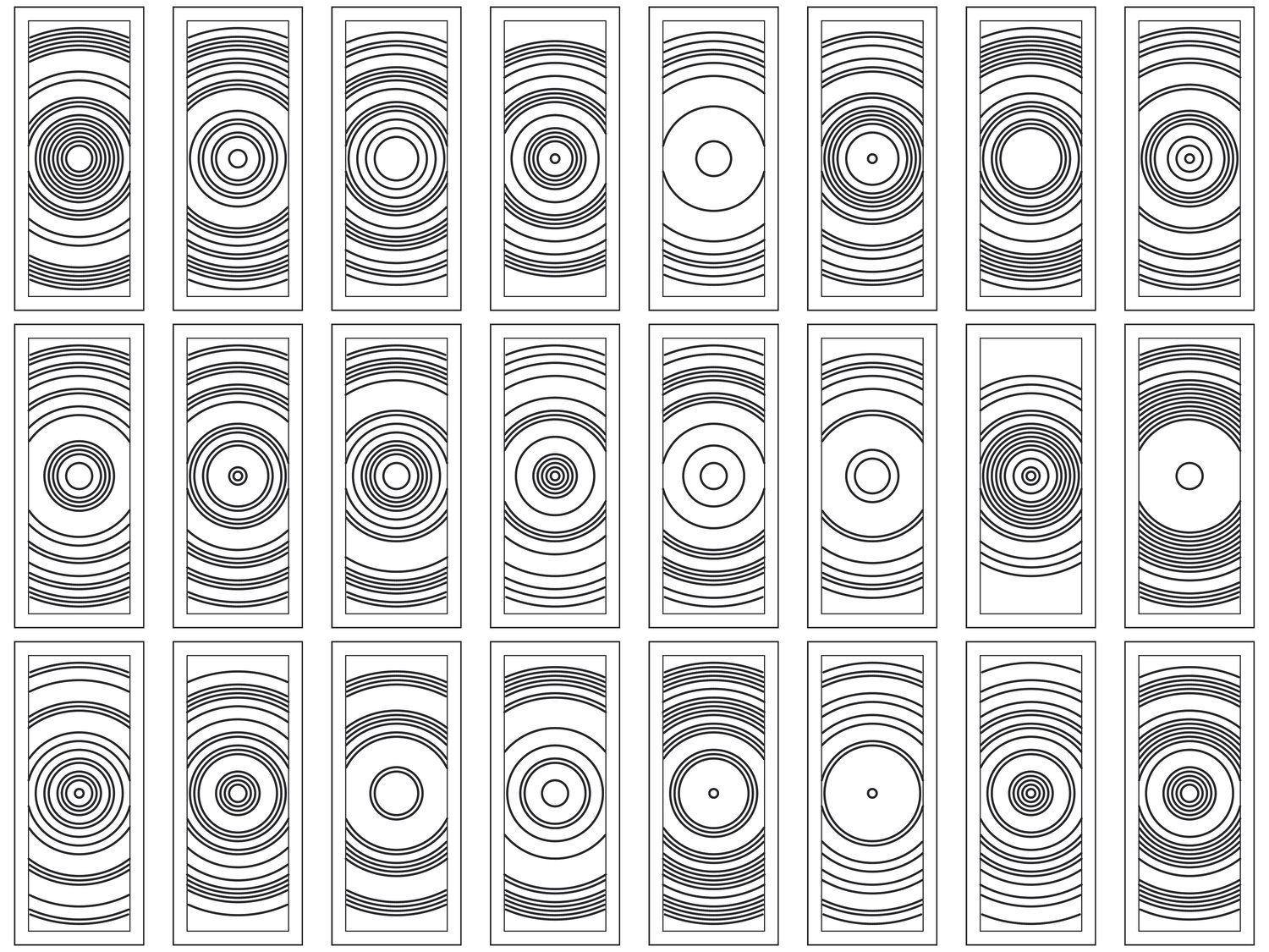 Parametric Radial Lines - Simple, Smooth | 25 Door Design | SVG + DXF preview 2