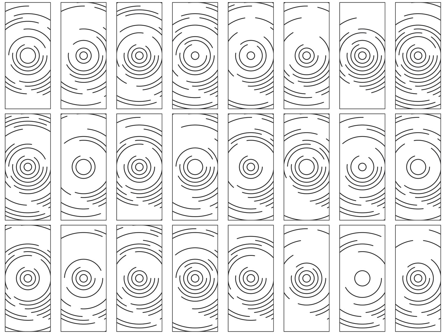Parametric Radial Lines - Simple, Borderless | 25 Door Design | SVG + DXF preview 2