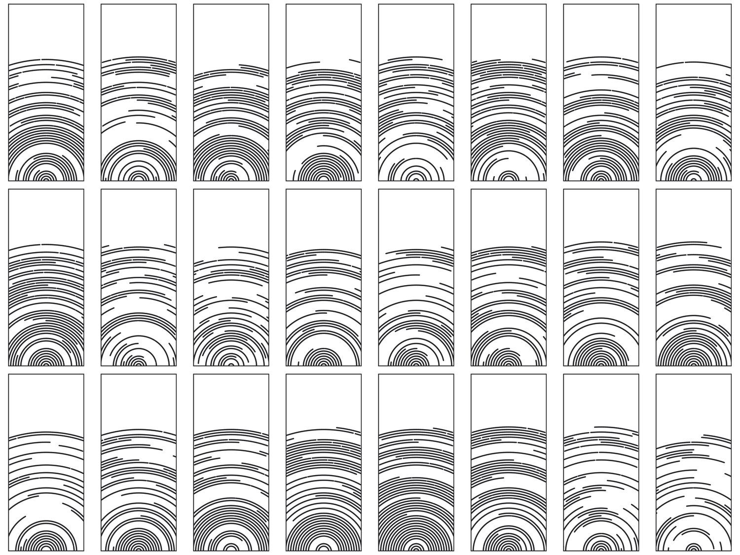 Parametric Radial Lines - Bottom, Borderless | 25 Door Design | SVG + DXF preview 2