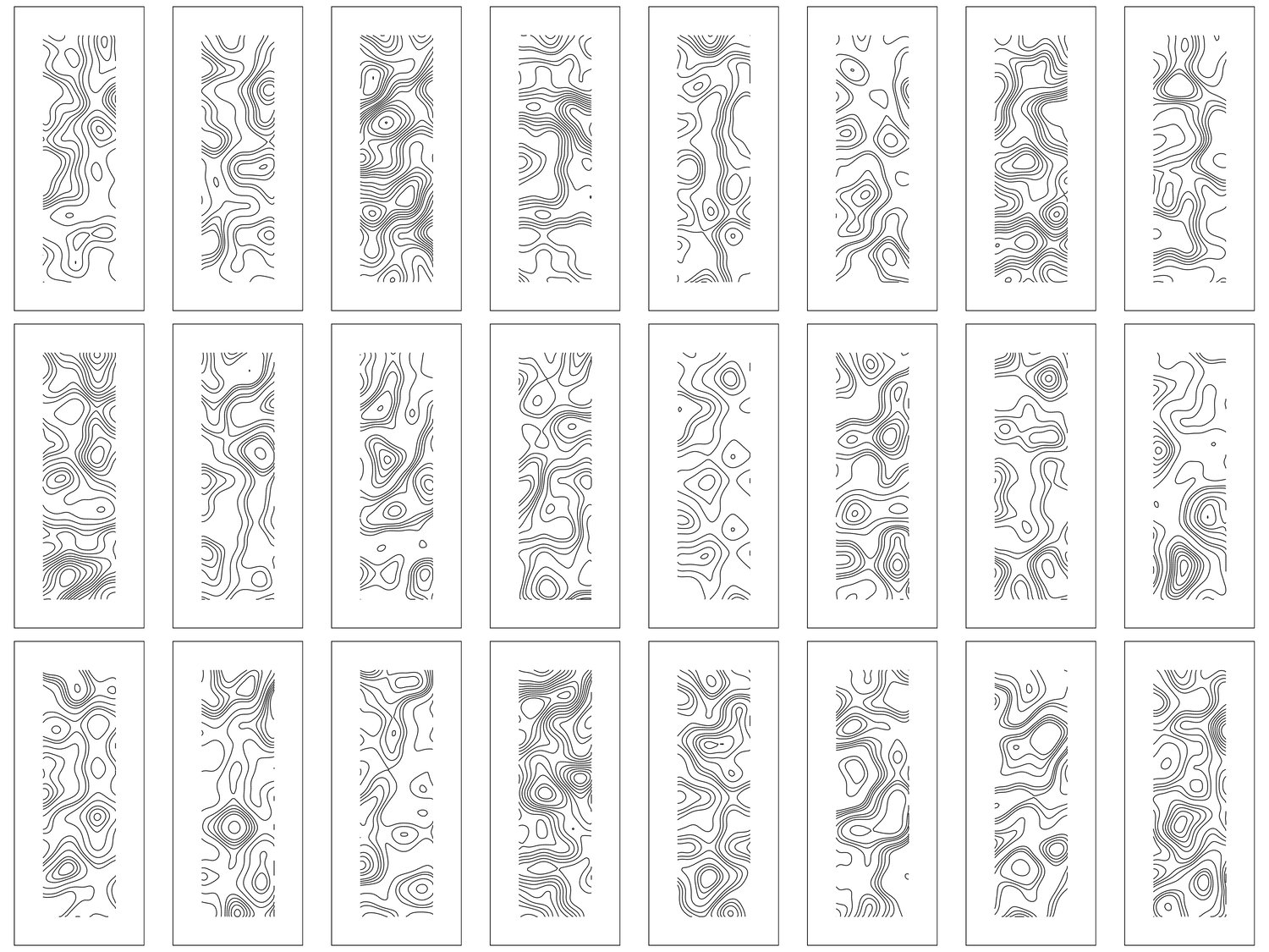 Topographic Doors - Centered, Simple | 25 Door Design | SVG + DXF preview 2