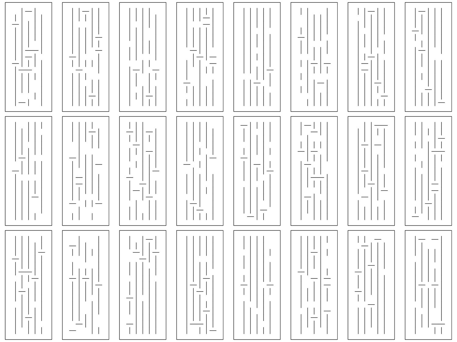 Truchet Ortho Maze Doors - Simple | 25 Door Design | SVG + DXF preview 2