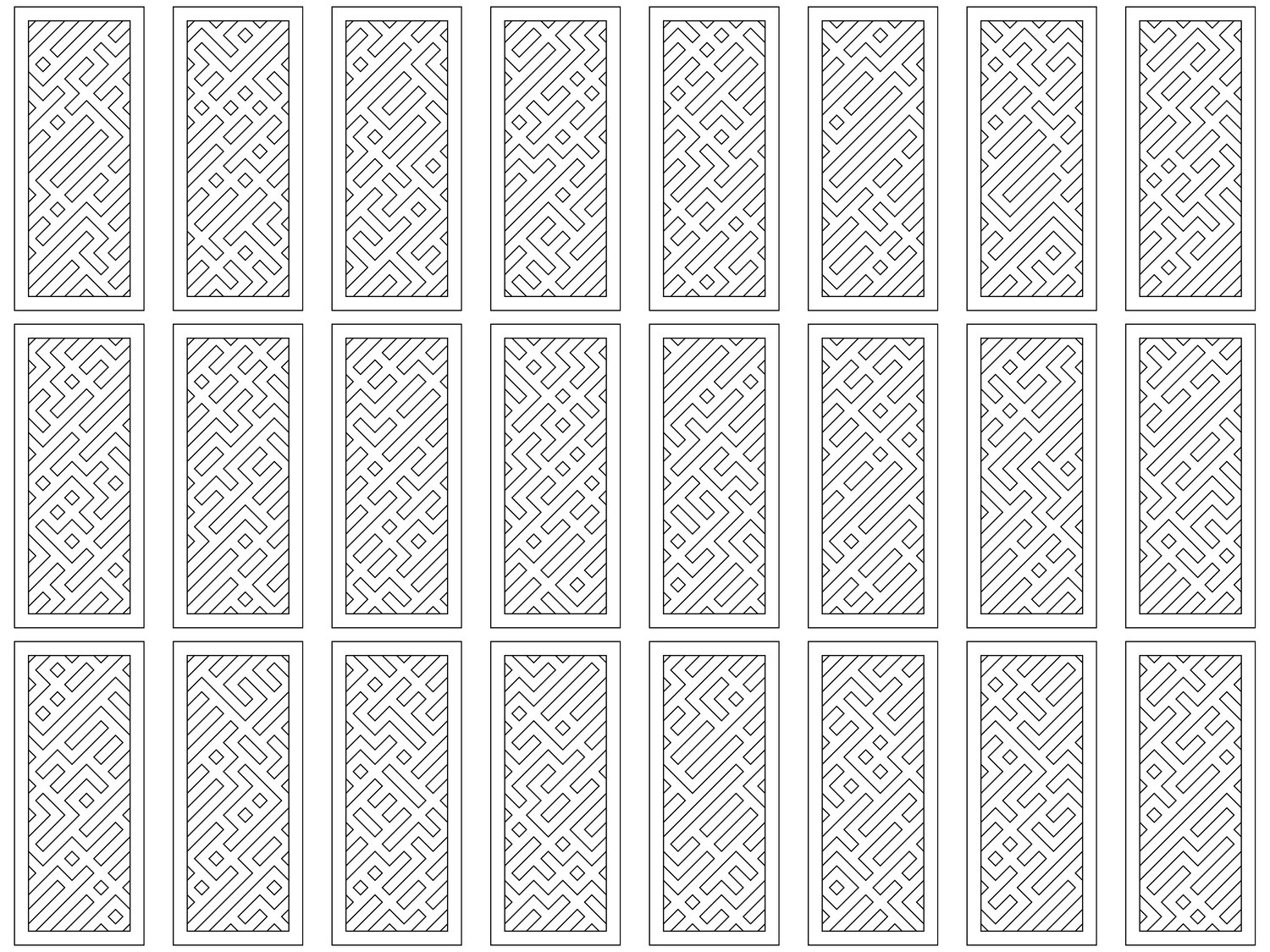 Truchet Straight Diagonals Doors - Simple | 25 Door Design | SVG + DXF preview 2
