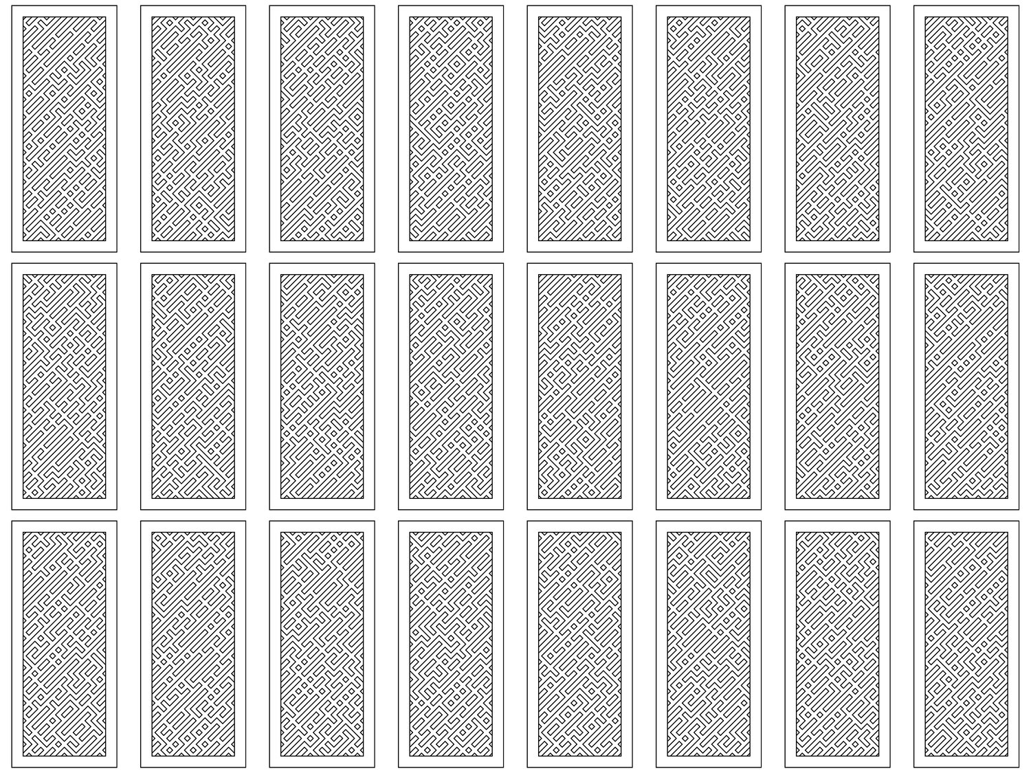 Truchet Straight Diagonals Doors - Densed | 25 Door Design | SVG + DXF preview 2