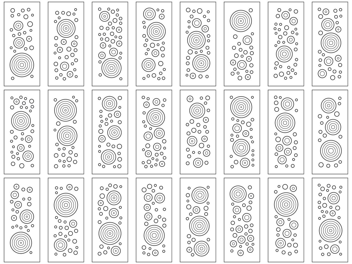 Circle Nested Packed Doors - Simple | 25 Door Design | SVG + DXF preview 2