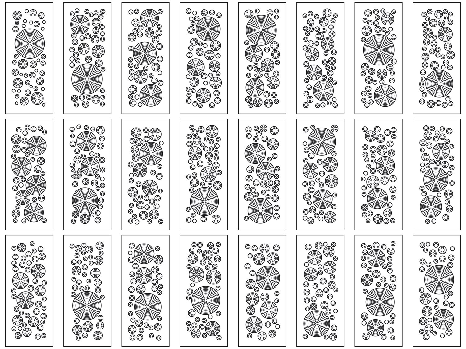 Circle Nested Packed Doors - Densed | 25 Door Design | SVG + DXF preview 2