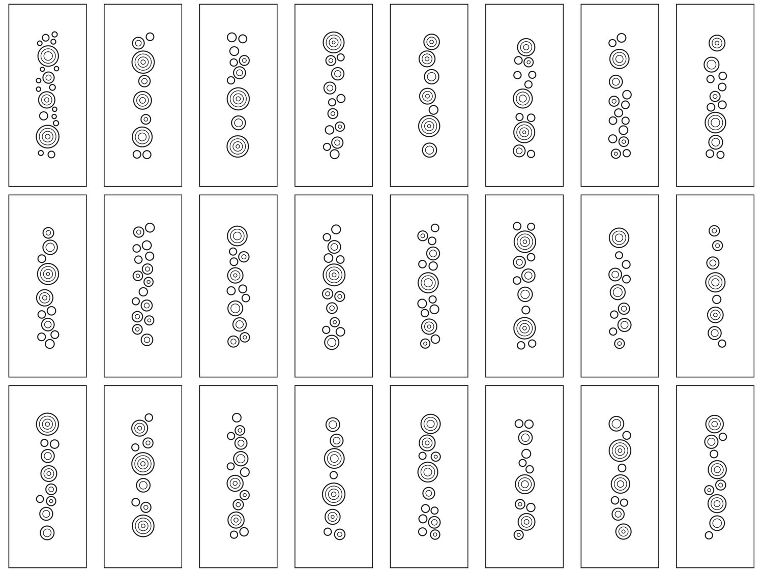 Circle Nested Packed Doors - Centered, Simple | 25 Door Design | SVG + DXF preview 2