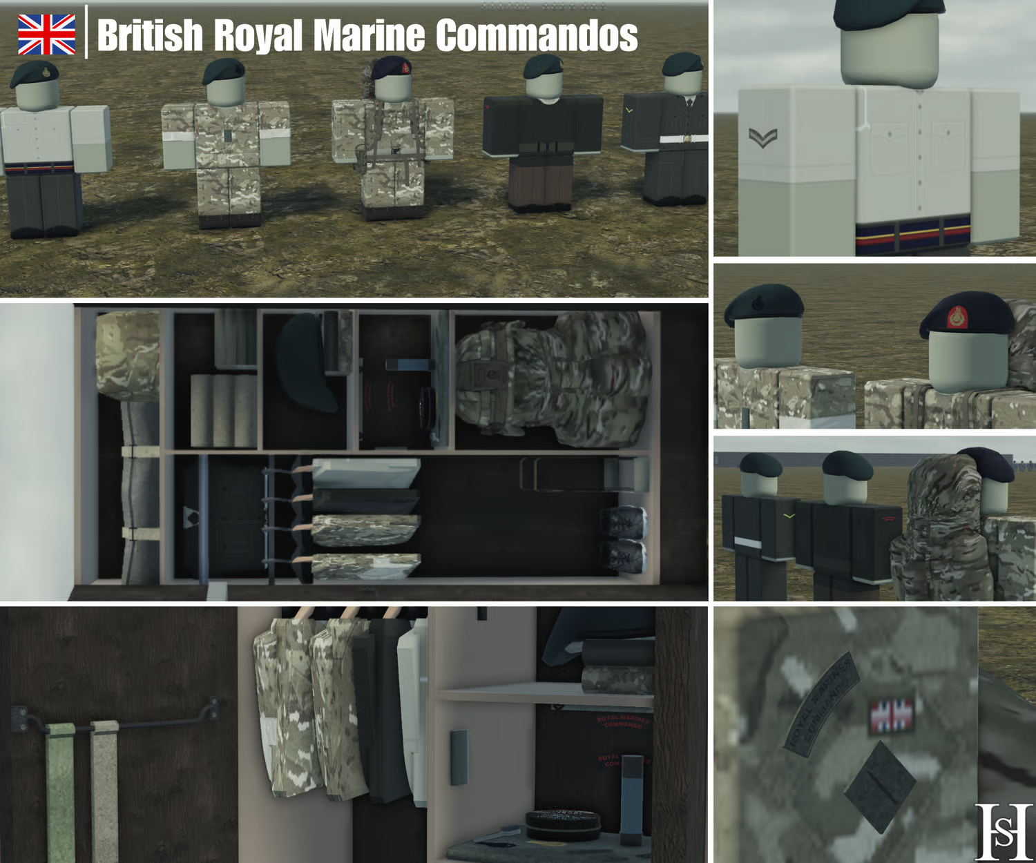 British commando uniform lineup