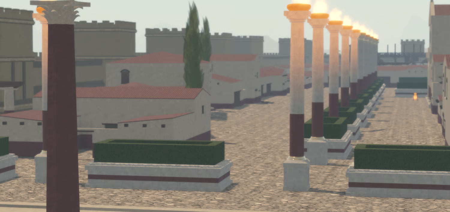Roman temple courtyard interior