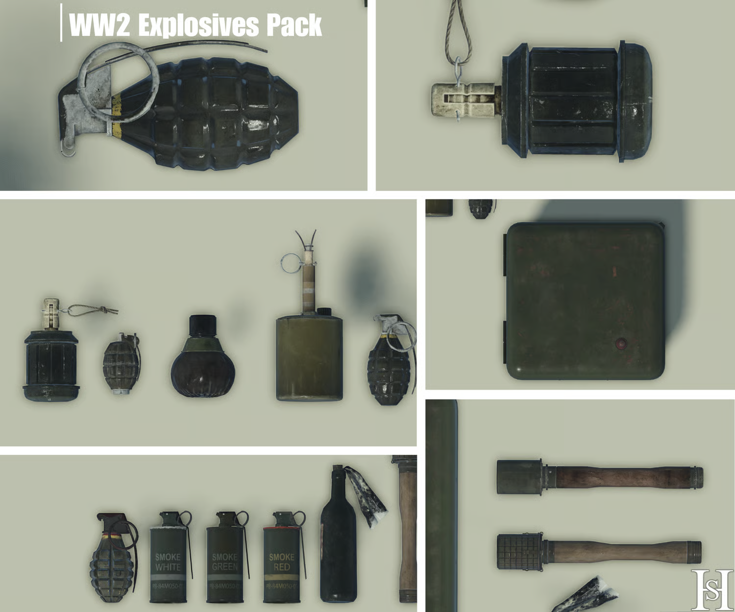 WW2 fragmentation grenade models