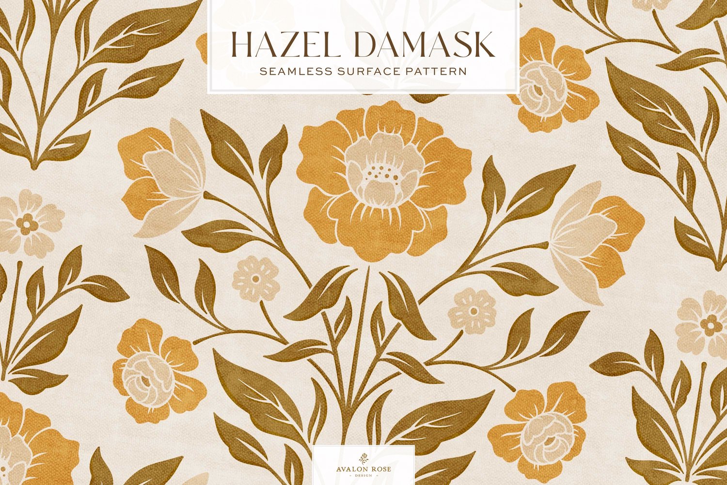 Vintage retro floral damask seamless surface pattern in retro orange and brown