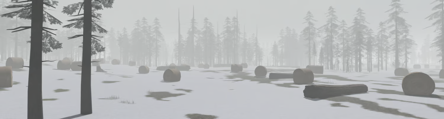 Winter forest military encampment